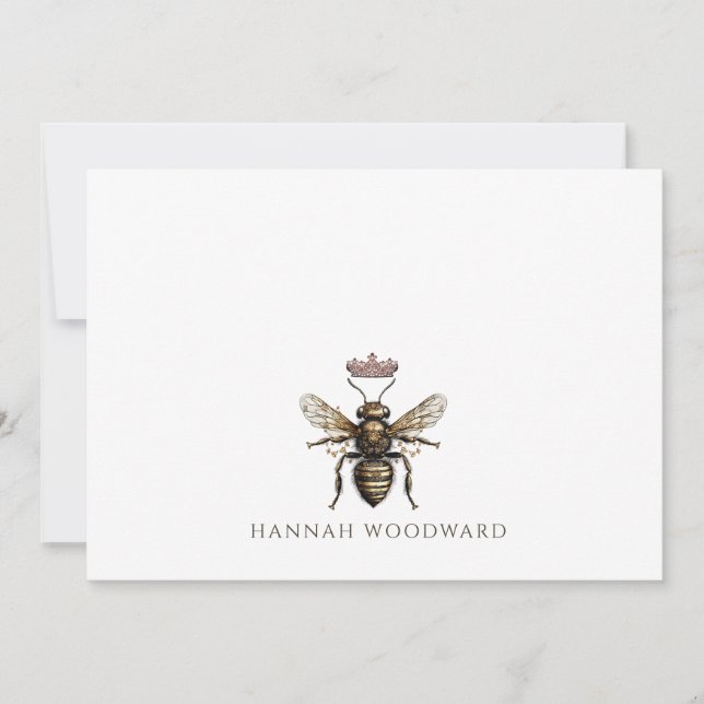 Personalised Elegant Queen Bee Crown Logo  Card (Front)