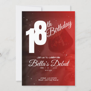 Personalised Elegant Red 18th Birthday Invitation