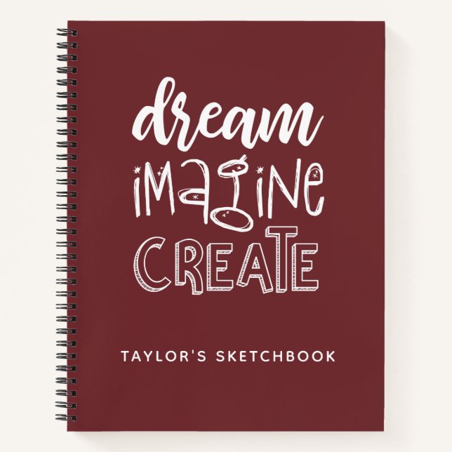 Personalised Elegant Red Artist Sketchbook Notebook (Front)