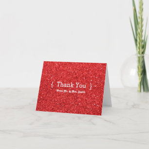 Personalised Elegant Red Glitter Thank You Card