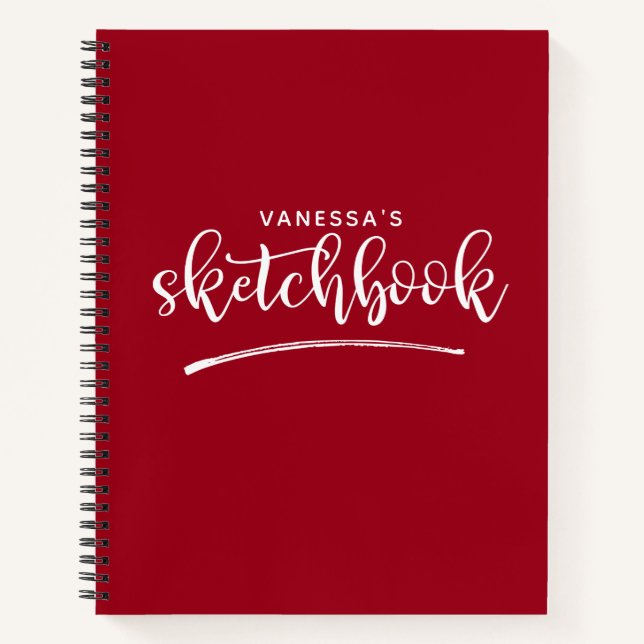 Personalised Elegant Red Sketchbook Notebook (Front)