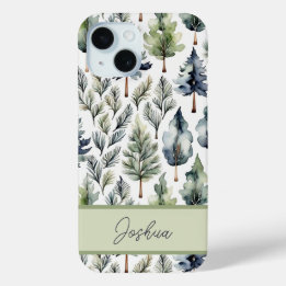 Personalised Elegant Sage Green Fir Tree  iPhone 15 Case