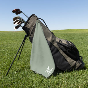Personalised Elegant Sage Green Monogram & Name Golf Towel