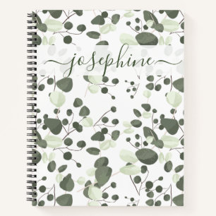 Personalised elegant script Eucalyptus green  Notebook