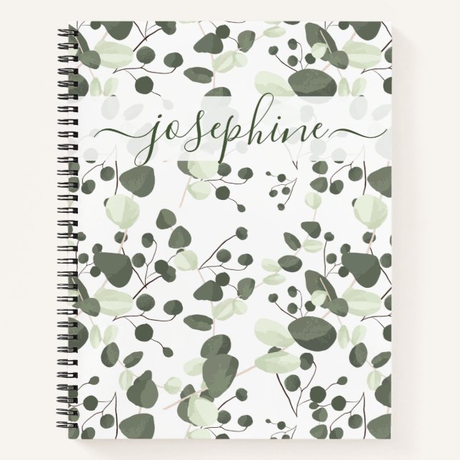 Personalised elegant script Eucalyptus green  Notebook (Front)