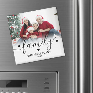 Personalised Elegant Script Family Photo Magnet