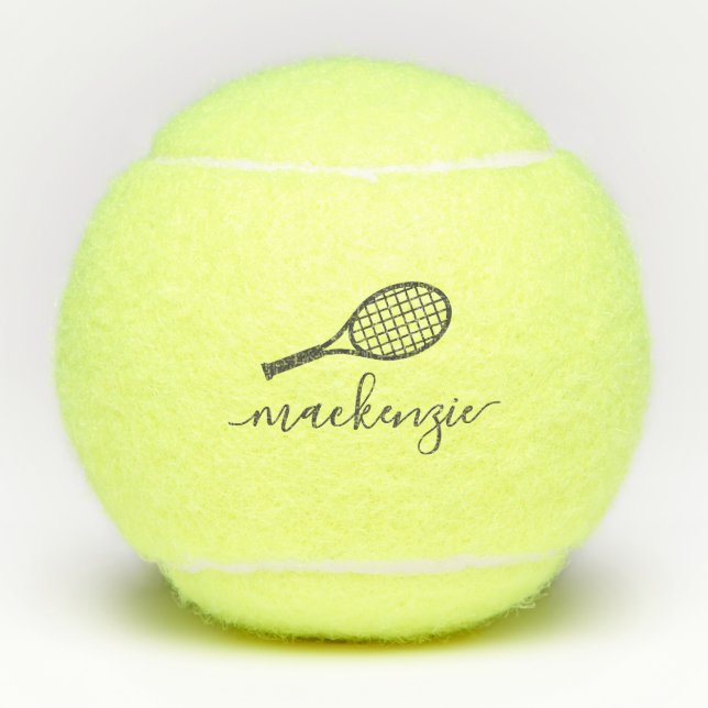 Personalised Elegant Script Grey Name Tennis Balls (Front)