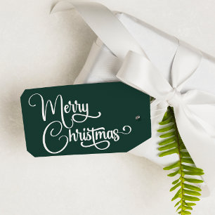 Personalised Elegant Script Merry Christmas Custom Gift Tags