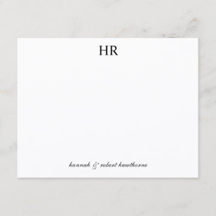 Personalised Elegant Script Minimal Black Monogram Card
