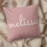 Personalised Elegant Script Name Dusty Rose Pink Cushion<br><div class="desc">Personalise the name in a modern script to create a unique gift. Designed by Thisisnotme©</div>