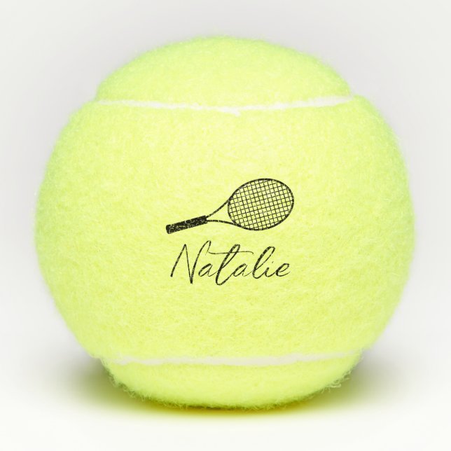 Personalised Elegant Script Name  Tennis Balls (Front)