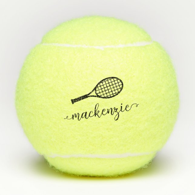 Personalised Elegant Script Name Tennis Balls (Front)