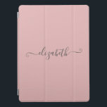 Personalised Elegant Script Pink and Grey  iPad Pro Cover<br><div class="desc">Personalise this iPad pro cover with your name. Pink with grey elegant script font.</div>