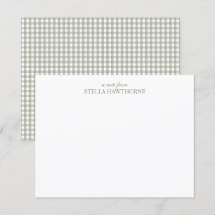 Personalised Elegant Script Sage Green Gingham Card
