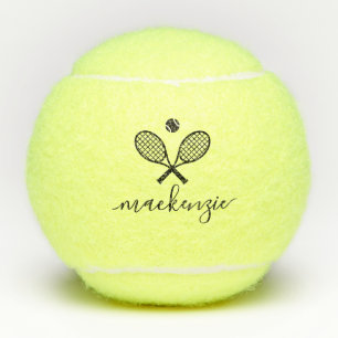 Personalised Elegant Script Text Tennis Balls