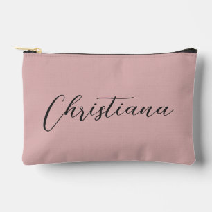 Personalised Elegant Script Typography Pink Accessory Pouch