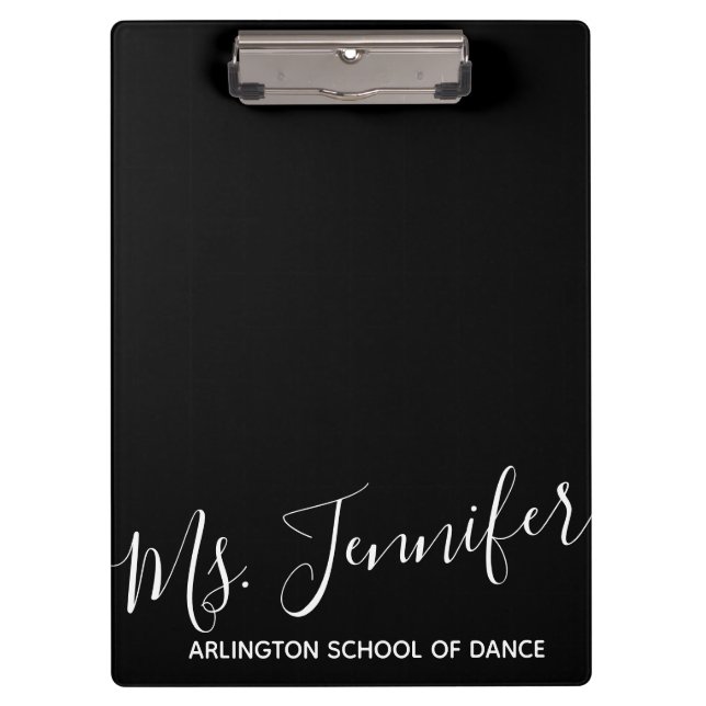 Personalised Elegant Scripted Dance Teacher Clipboard (Front)