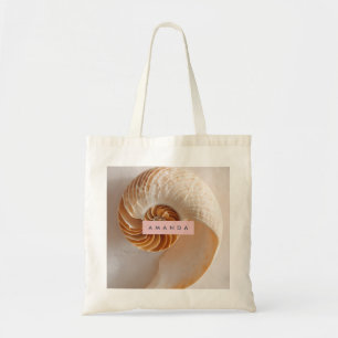 Personalised Elegant Seashell Spiral Coastal Tote Bag