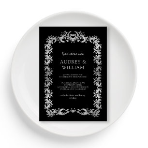 Personalised Elegant Silver Floral Wedding Invitation