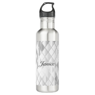 Personalised Elegant Silver Grey Diamond Luxury  710 Ml Water Bottle