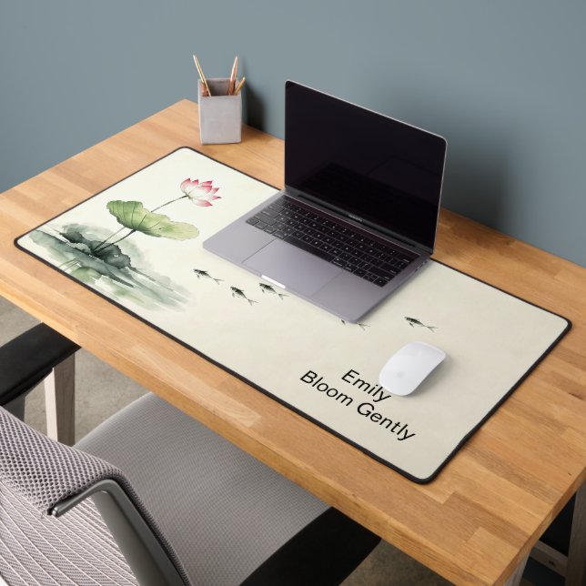 Personalised Elegant Simple Modern Lotus Fish Larg Desk Mat (Office 2)