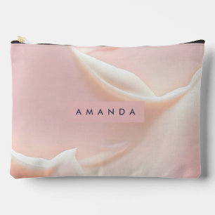 Personalised Elegant Soft Blush Satin Abstract Accessory Pouch