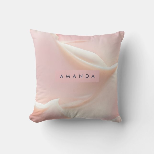 Personalised Elegant Soft Blush Satin Abstract Cushion (Front)