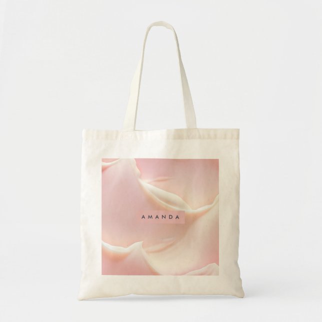 Personalised Elegant Soft Blush Satin Abstract Tote Bag (Front)