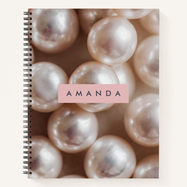 Personalised Elegant Soft Pearl Chic Style Notebook (Front)