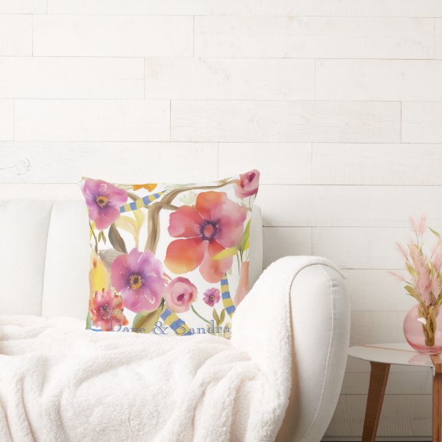 Personalised Elegant Spring Garden Flowers  Cushion (Couch)