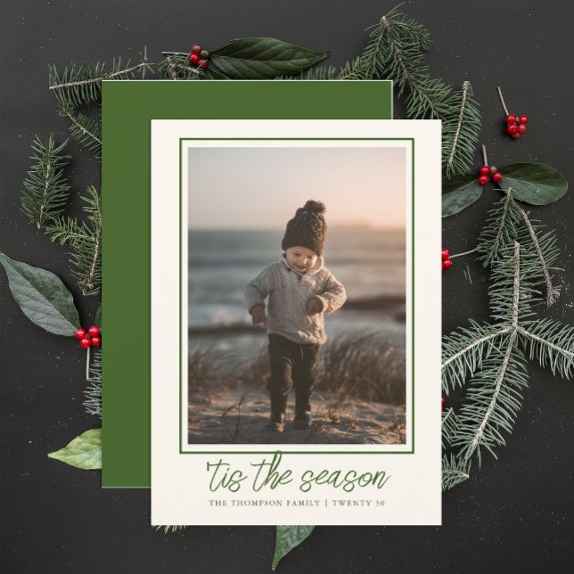 Personalised Elegant Stylish Cute Green Christmas  Holiday Card (Creator Uploaded)