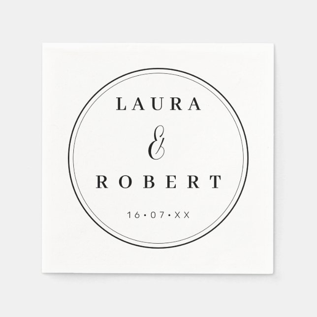 Personalised Elegant Stylish Moder Simple Wedding Napkin (Front)