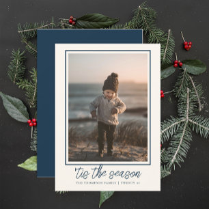 Personalised Elegant Stylish Navy Blue Christmas  Holiday Card