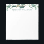 Personalised Elegant Stylish Watercolor Eucalyptus Notepad<br><div class="desc">Personalised Elegant Stylish Watercolor Eucalyptus Notepad. Check out this stylish personalised stationery. You can customise it very easily,  or even change the font style and colours in the design tool. It makes the perfect teacher thank you gift at the end of the school year.</div>