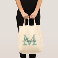 Personalised elegant teal monogram grocery