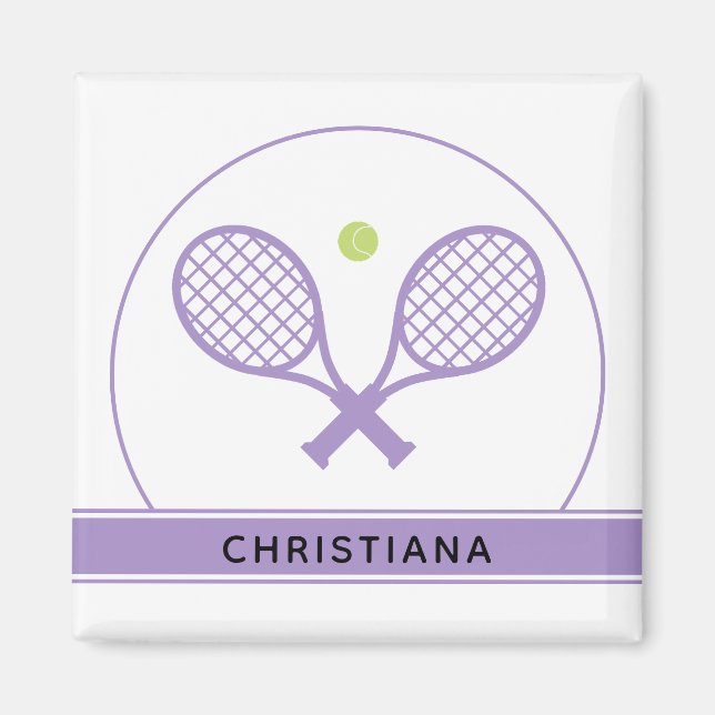 Personalised Elegant Tennis Racket and Ball Cute Magnet (Front)