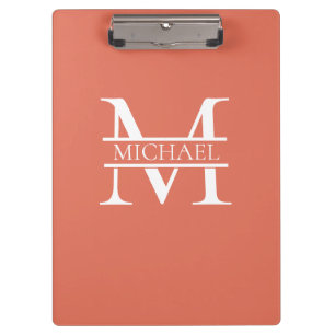 Personalised Elegant Terracotta Monogram and Name Clipboard