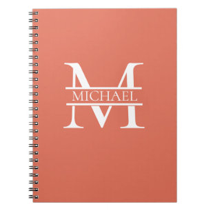 Personalised Elegant Terracotta Monogram and Name Notebook