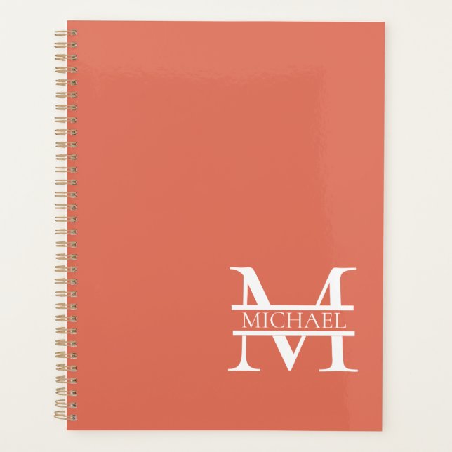 Personalised Elegant Terracotta Monogram and Name Planner (Front)