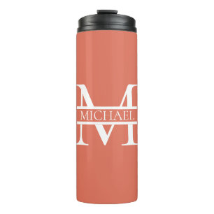Personalised Elegant Terracotta Monogram and Name Thermal Tumbler