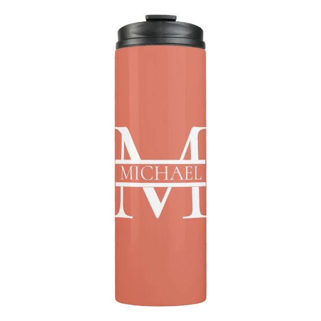 Personalised Elegant Terracotta Monogram and Name Thermal Tumbler (Front)