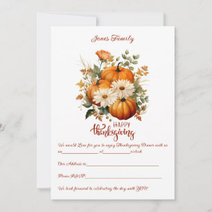 Personalised Elegant Thanksgiving Entertaining Invitation
