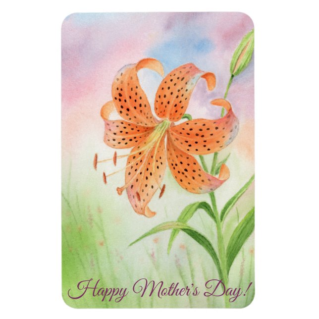 Personalised Elegant Tiger Lily Magnet (Vertical)