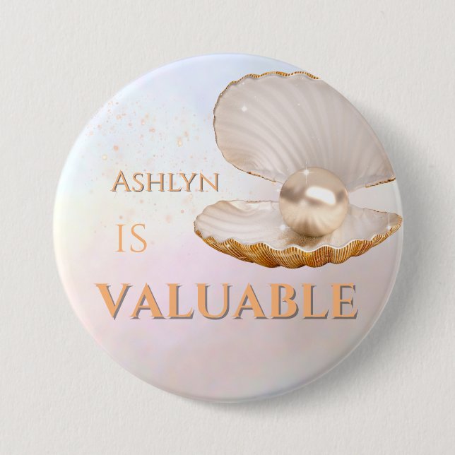 Personalised Elegant Valuable Pearl Affirmation 7.5 Cm Round Badge (Front)