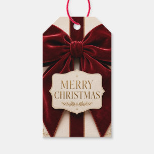 Personalised Elegant Velvet Bow Christmas Style Gift Tags
