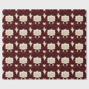 Personalised Elegant Velvet Bow Christmas Style Wrapping Paper
