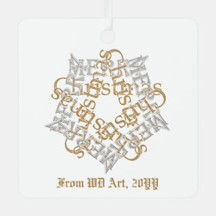 Personalised Elegant Vintage Christmas Gold Silver Metal Tree Decoration