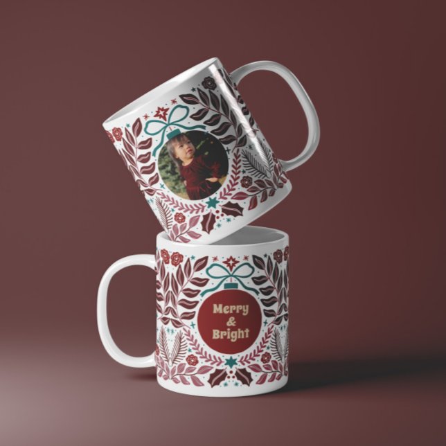 Personalised Elegant Vintage Red Floral Christmas Mug (Creator Uploaded)