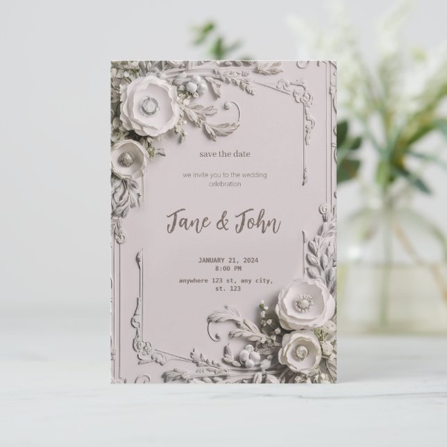[Personalised] Elegant Vintage Wedding Invitation (Standing Front)