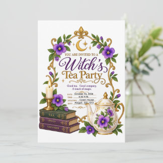 Personalised Elegant Violet Witch’s Tea Party Invitation